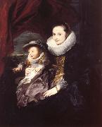 Anthony Van Dyck Portrait of a Woman and Child painting